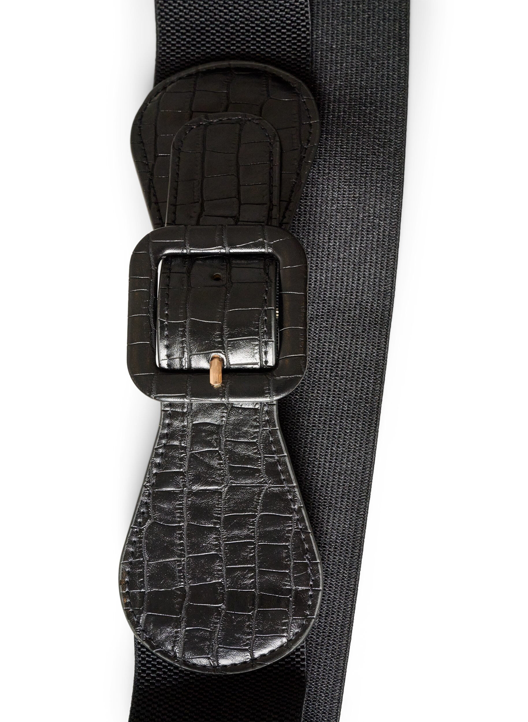 ZizziCeinture &eacute;lastique avec d&eacute;tail croco, Noir, Packshot image number 2