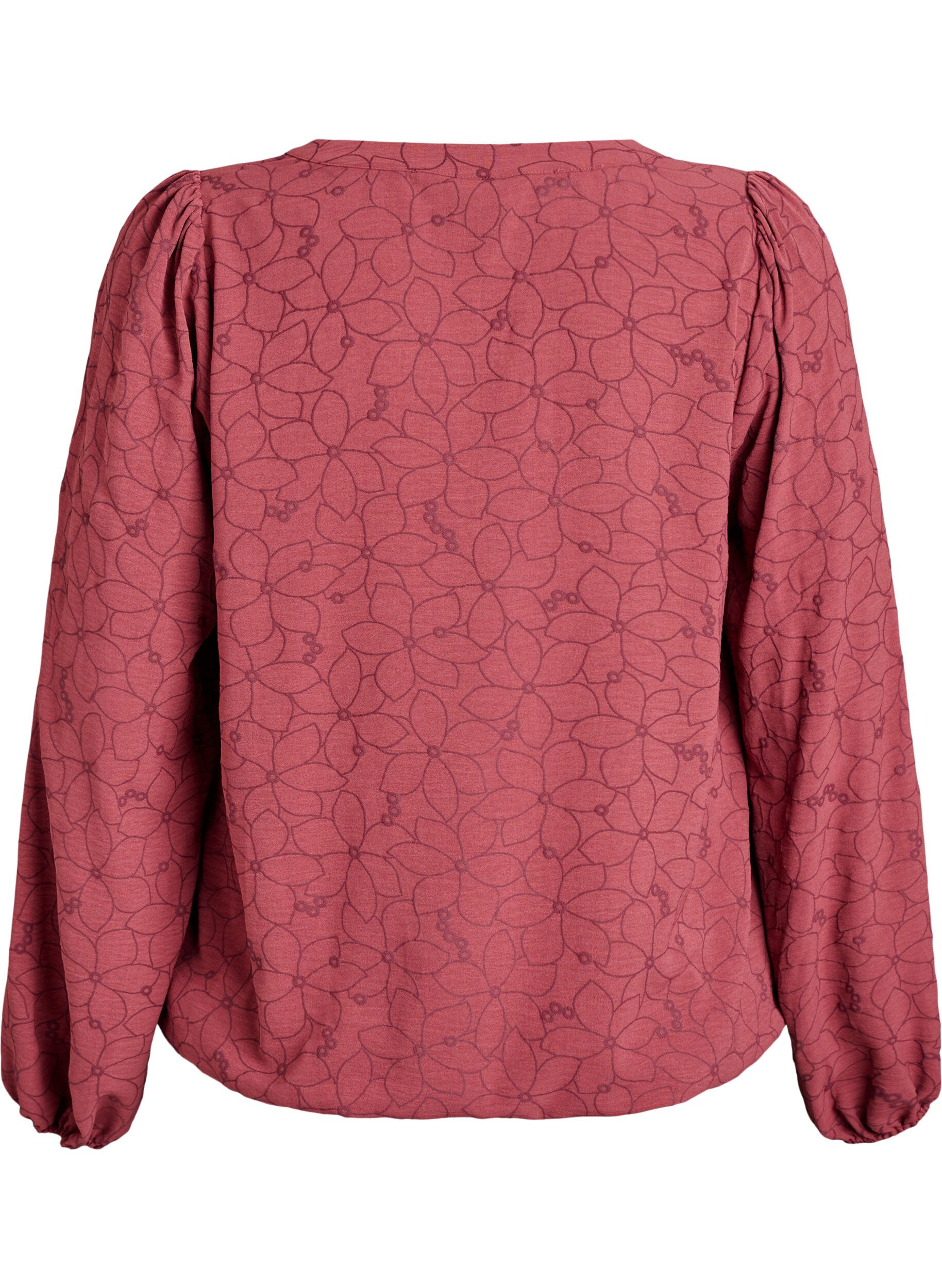 ZizziBlouse met lange mouwen met bloemenborduursel, Roze, Packshot image number 1