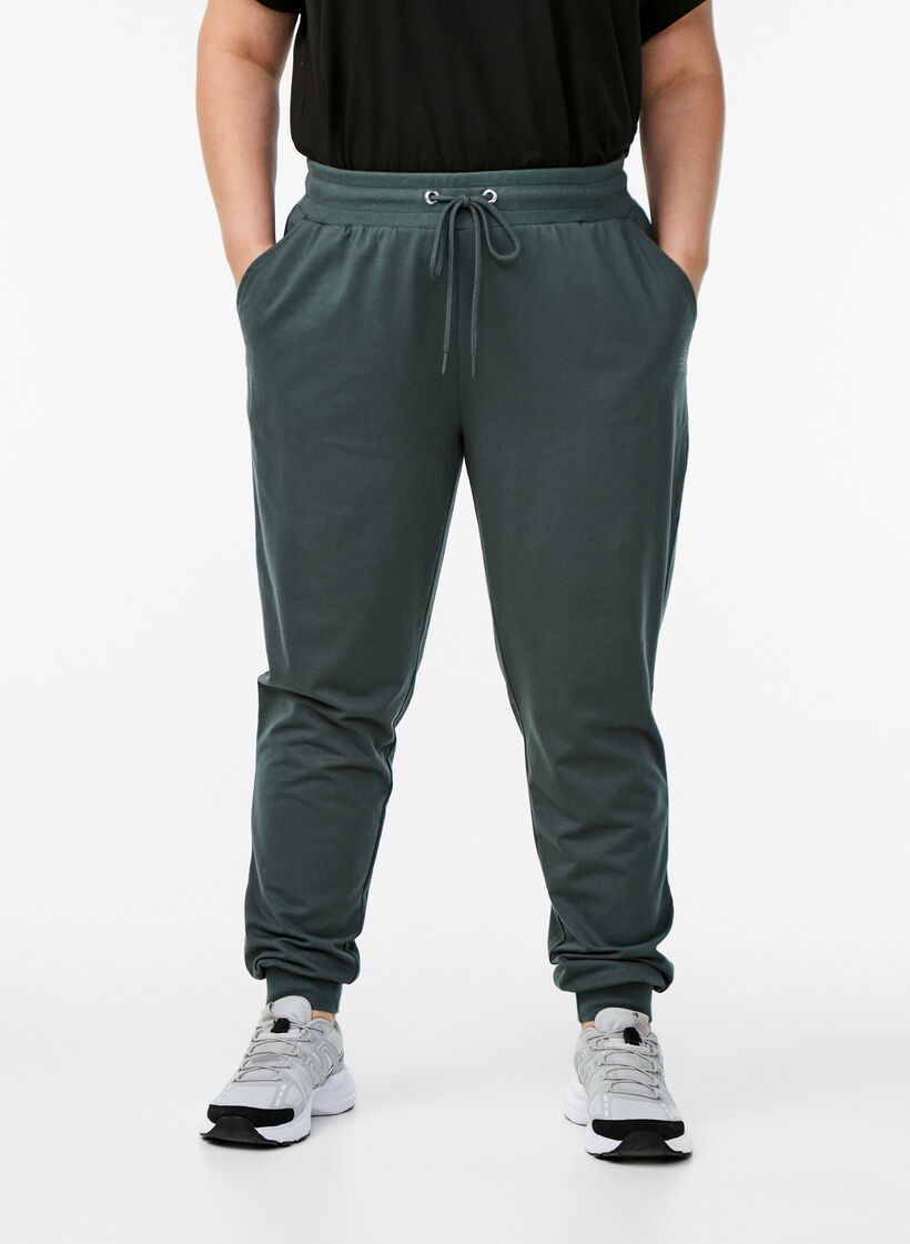 Pantalon de sport ample avec des poches, Vert fonc&eacute;, Model image number 2