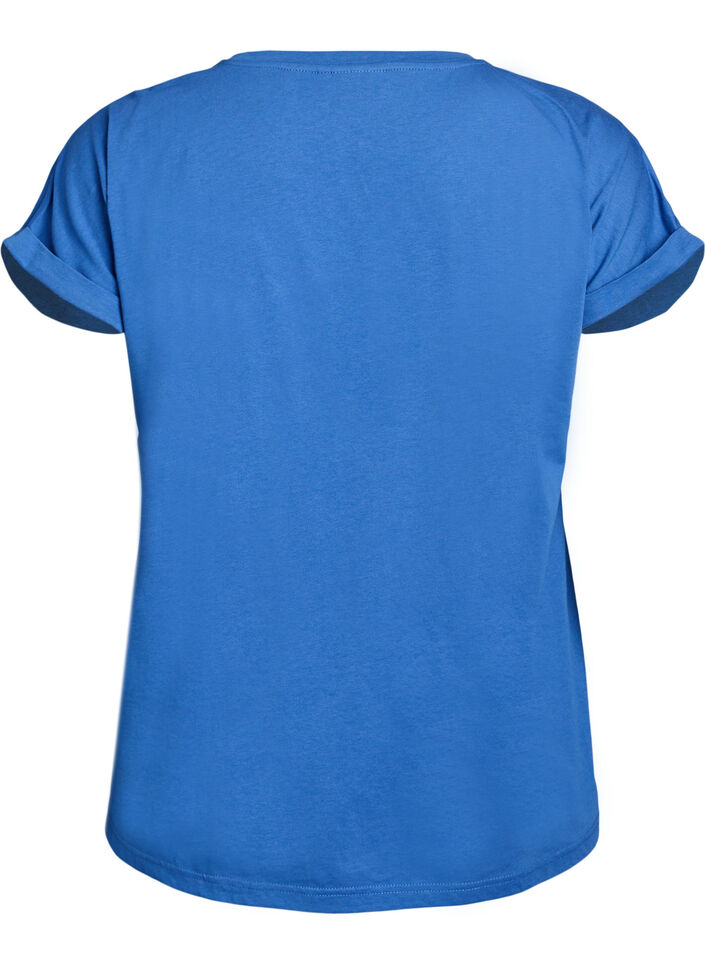 T-shirt met korte mouwen van katoenmix, Blauw, Packshot image number 1