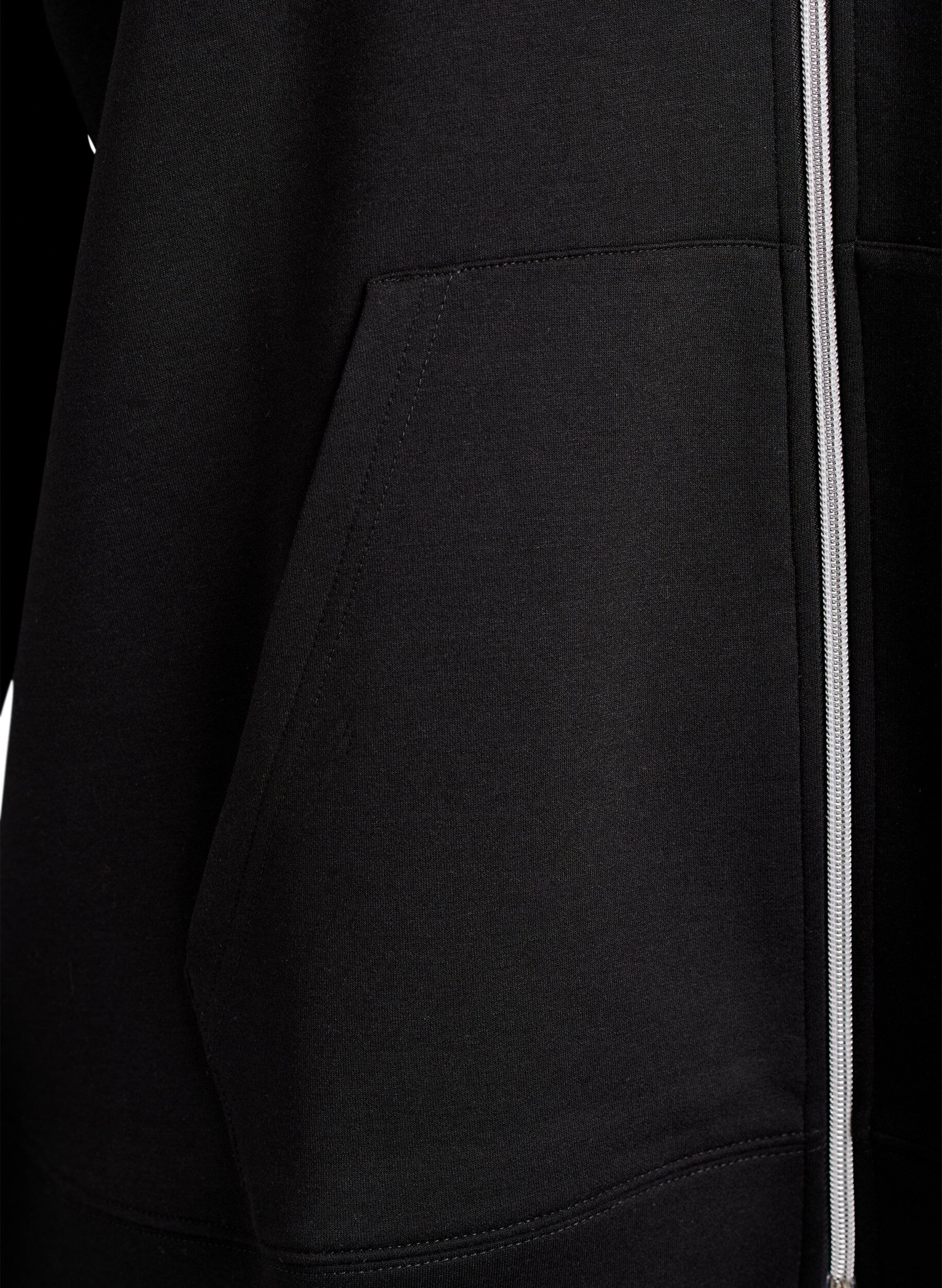 ZizziScuba-hoodie met rits en zakken, Zwart, Packshot image number 3