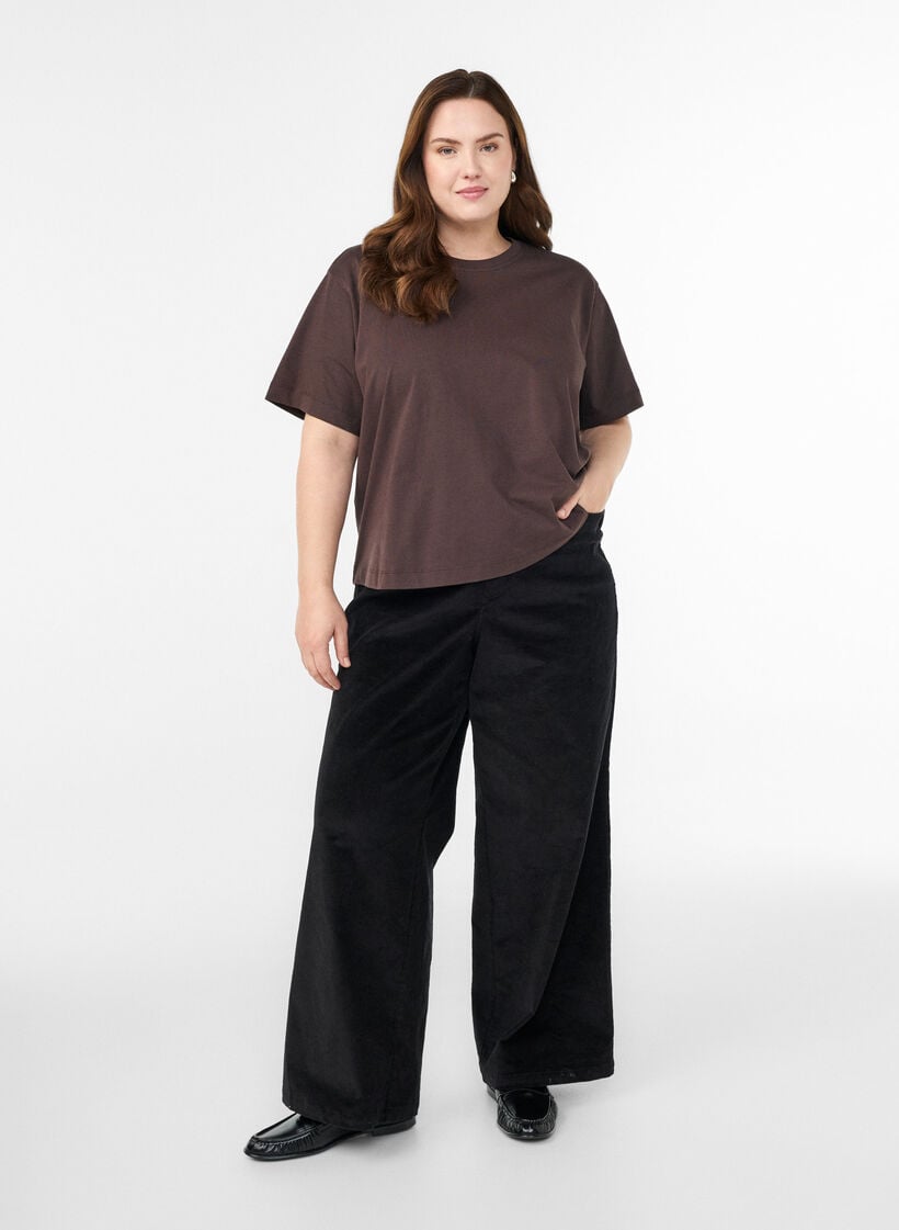 Boxy katoenen T-shirt, Bruin, Model image number 1