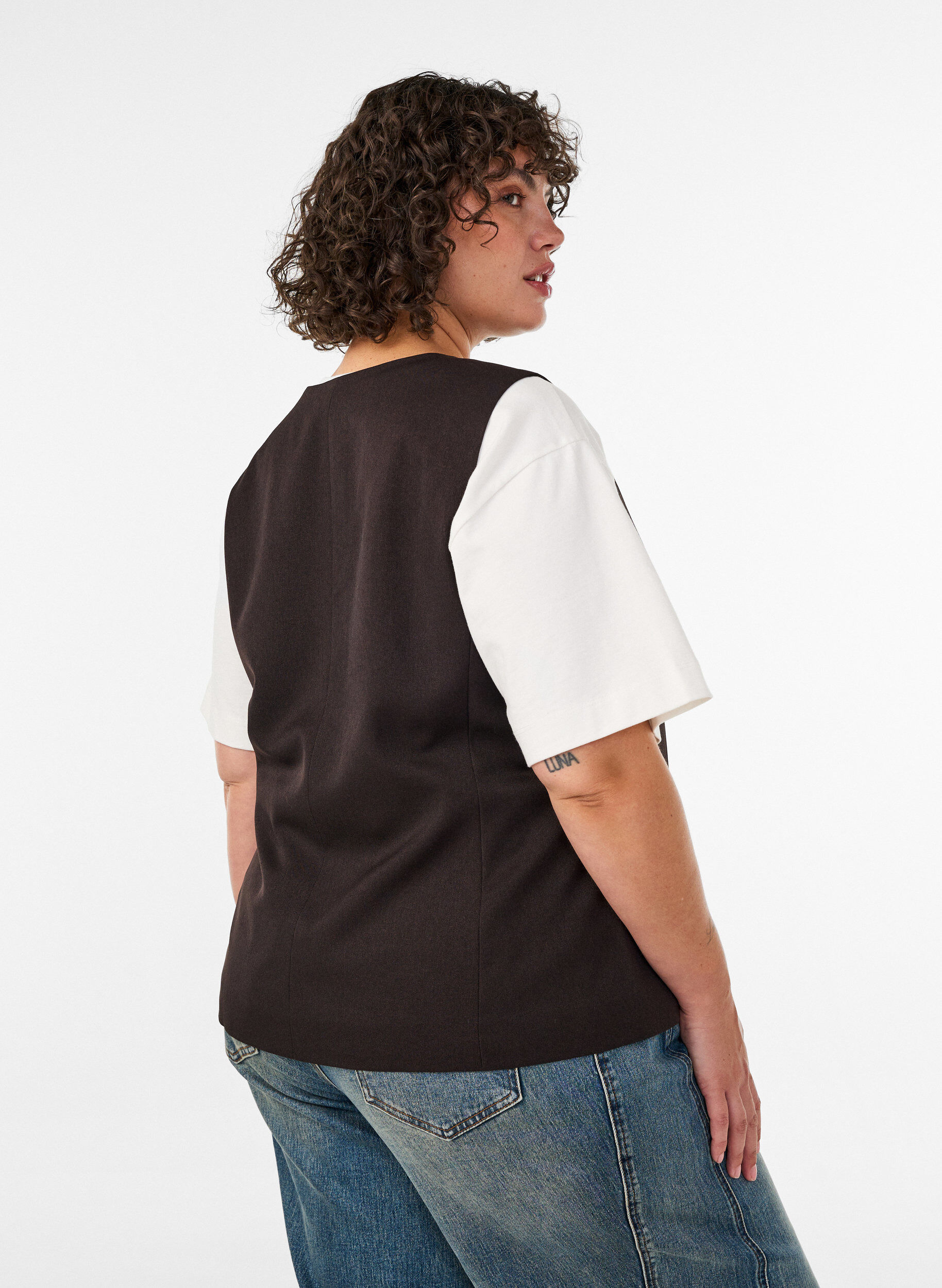 ZizziGilet met knoopsluiting, Bruin, Model image number 2
