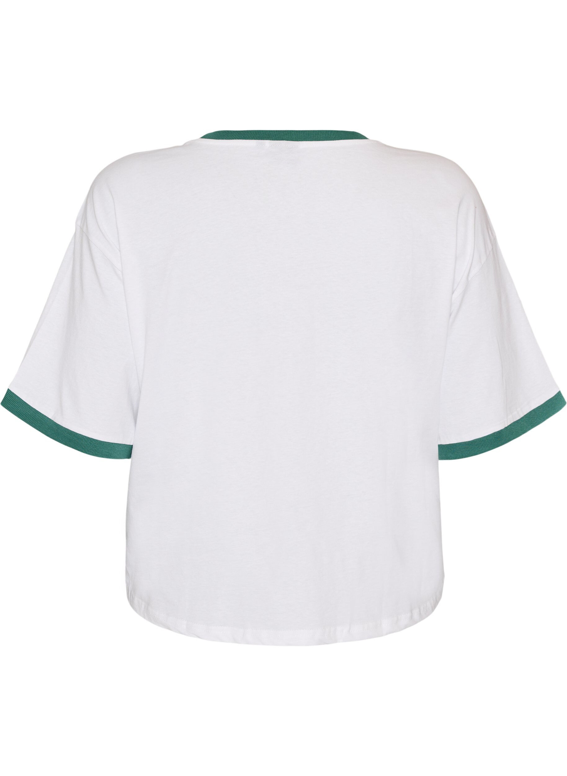 ZizziKatoenen T-shirt met tekstprint en boxy fit, Wit, Packshot image number 1