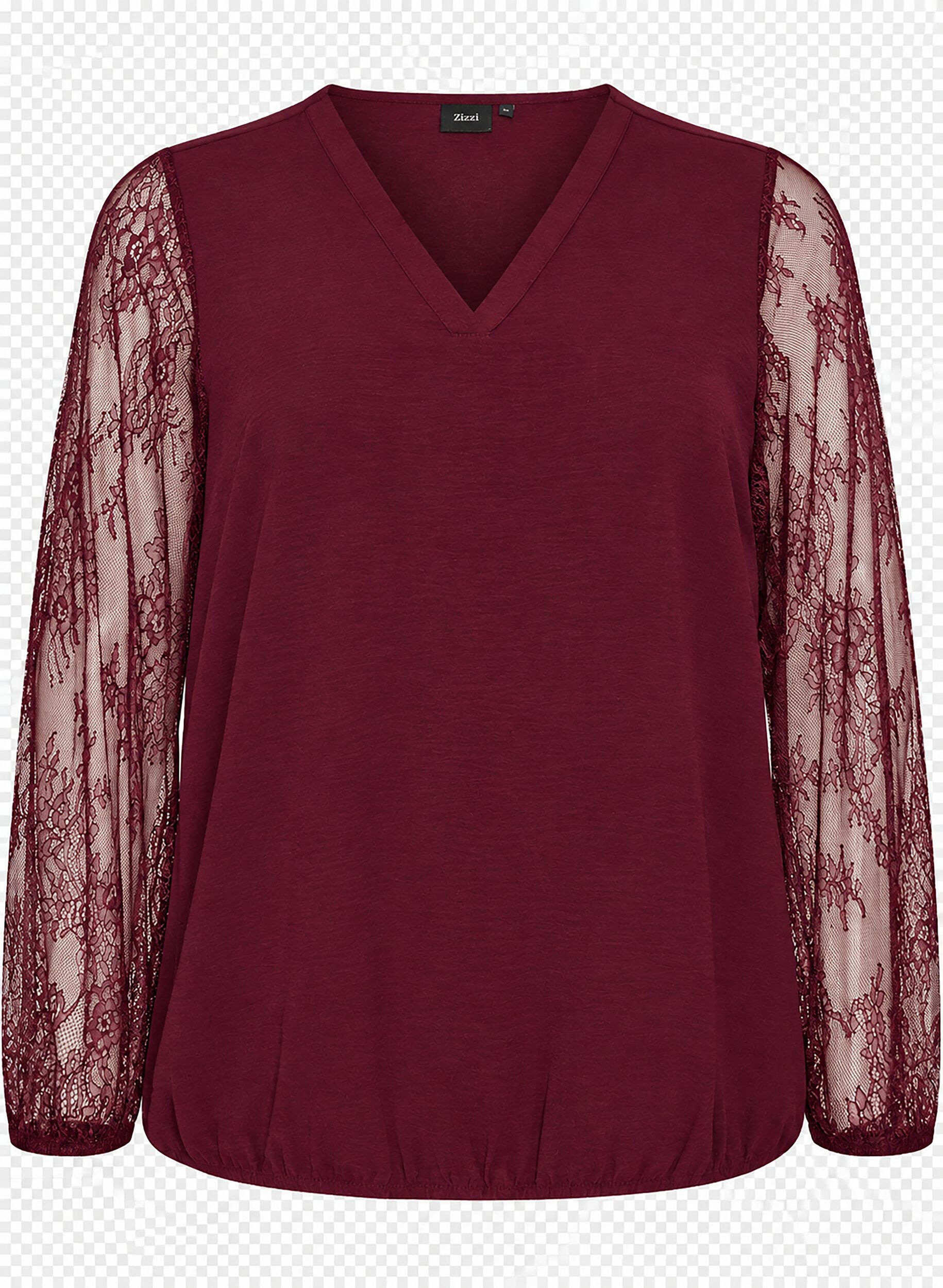 Blouse met kanten mouwen en ballonvorm