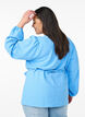 Omslagblouse met lange mouwen en striksluiting, Blauw, Model image number 2