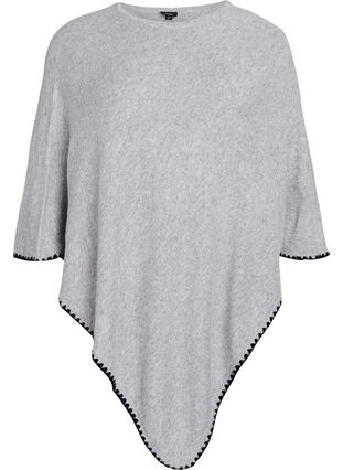 ZizziFijngebreide poncho, Grijs, Packshot image number 0