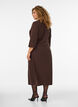 Jersey jurk met drapering en decoratieve gesp, Bruin, Model image number 1