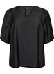 Viscose blouse met V-hals, Zwart, Packshot image number 0