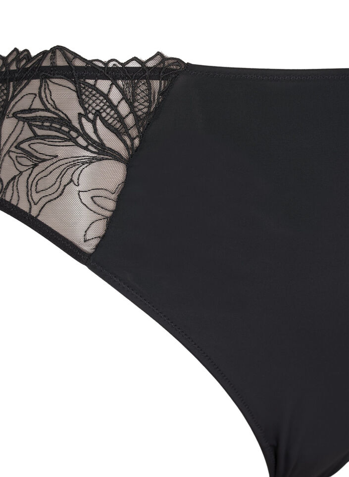 String en microfibre avec dentelle, Noir, Packshot image number 2
