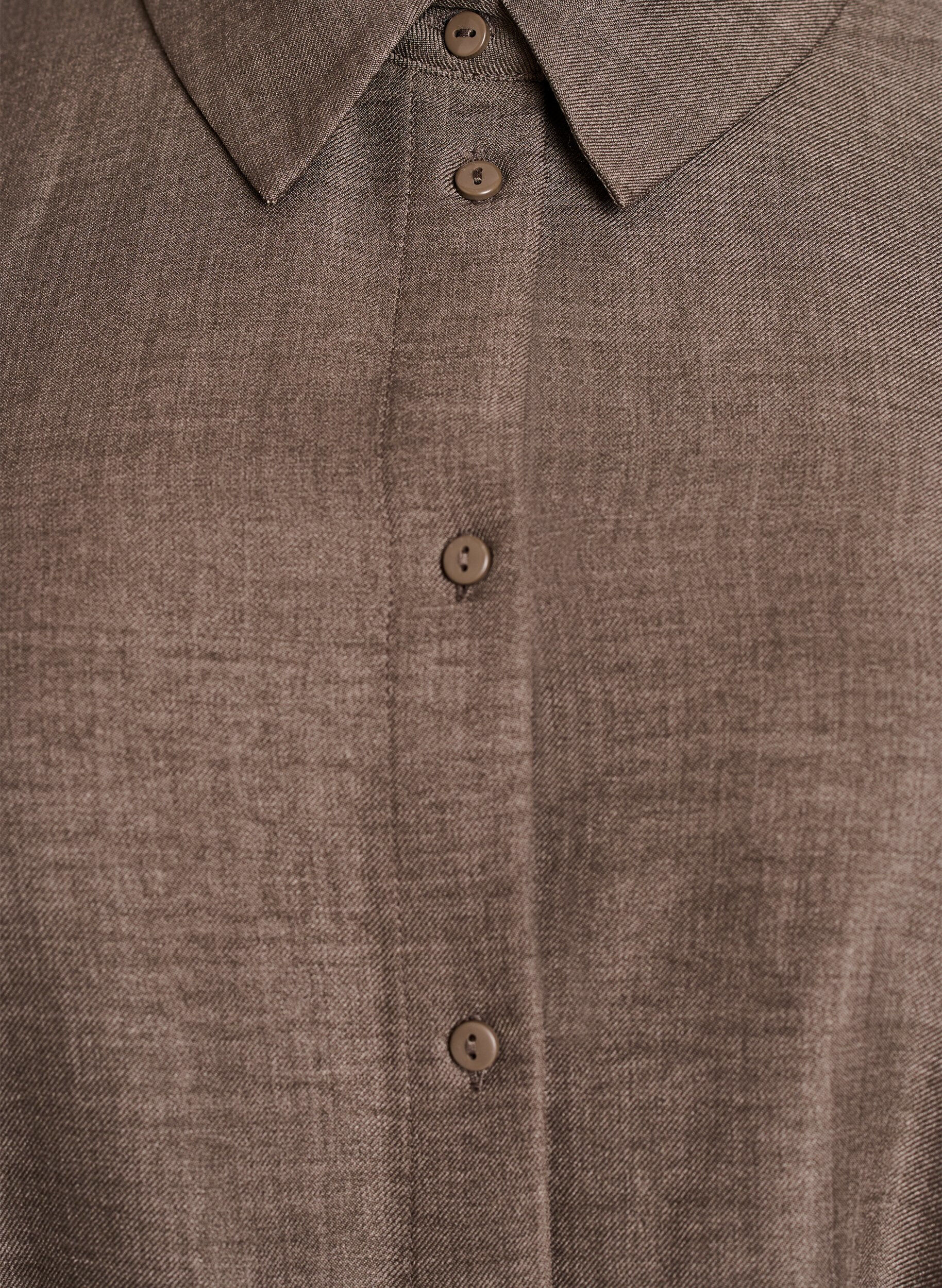 ZizziKnielange overhemdjurk met strikceintuur, Bruin, Packshot image number 2