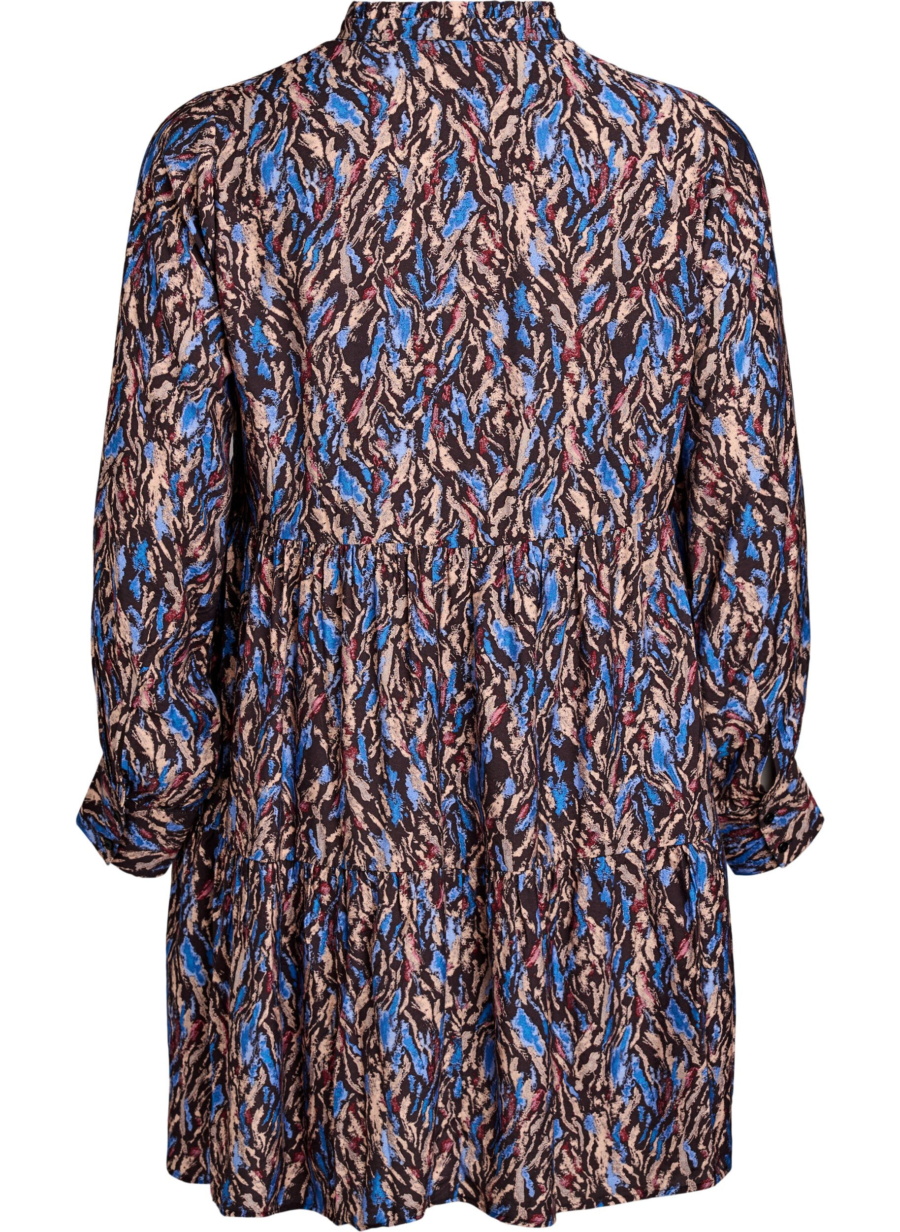 ZizziA-lijn jurk met ruchekraag, Blauw, Packshot image number 1