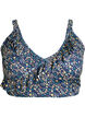 Bikinitop met print en ruchesdetails, Blauw, Packshot image number 0