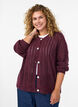 Gebreide cardigan met opengewerkt patroon, Donker Bordeaux, Model image number 0