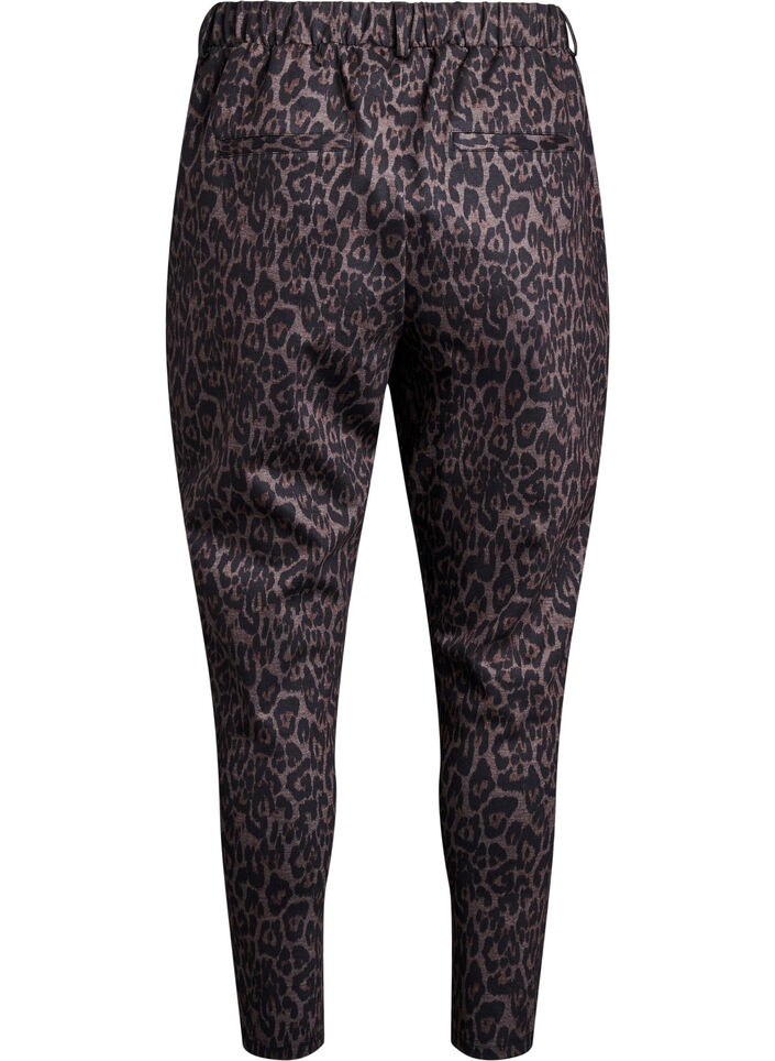 Gecropte broek met luipaardprint, Bruin, Packshot image number 1