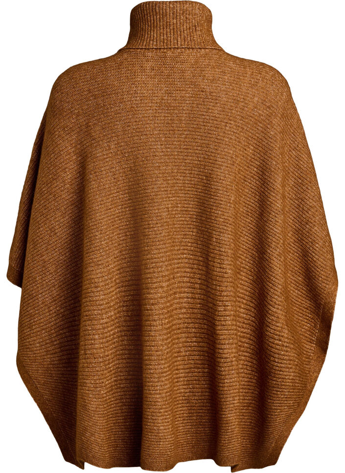 Poncho met col en knoopdetail, Bruin, Packshot image number 1