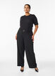 High-waisted broek met riemdetail en gouden gesp, Zwart, Model image number 0