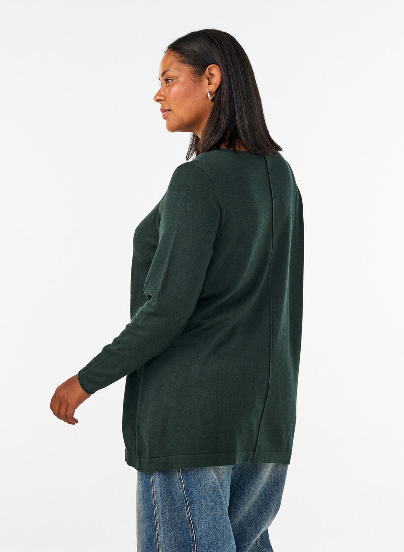Gebreide blouse gemaakt van katoen en viscose., Groen, Model image number 2