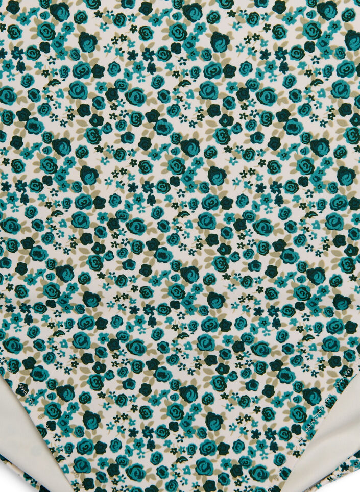 Bikinibroekje met extra hoge taille en bloemenprint, Groen, Packshot image number 2
