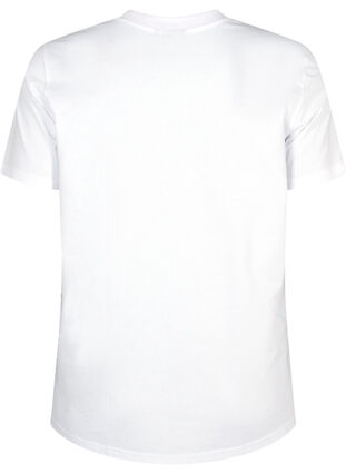 ZizziBasic katoenen T-shirt met ronde hals, Bright White, Packshot image number 1