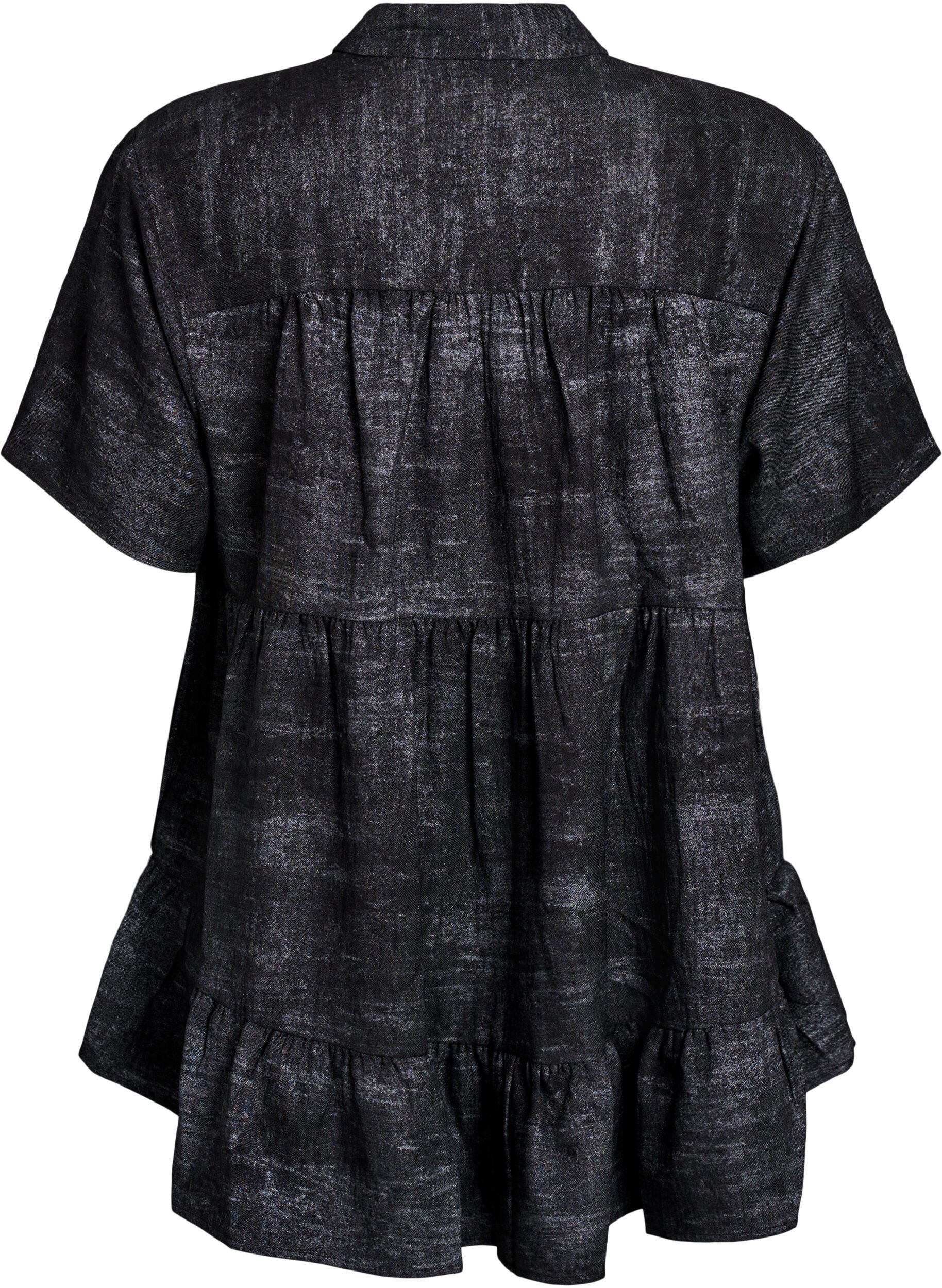 ZizziLosse blouse met kraag en knopen, Zwart, Packshot image number 1