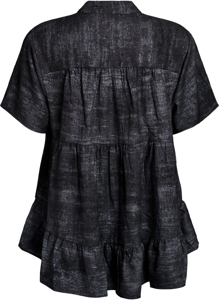 Losse blouse met kraag en knopen, Zwart, Packshot image number 1