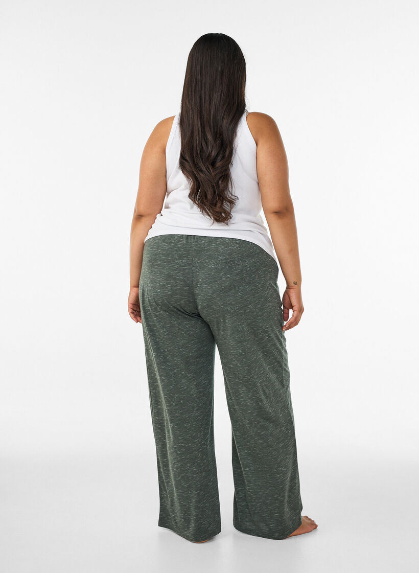 Jersey broek met wijde pijpen en zakken, Groen, Model image number 2
