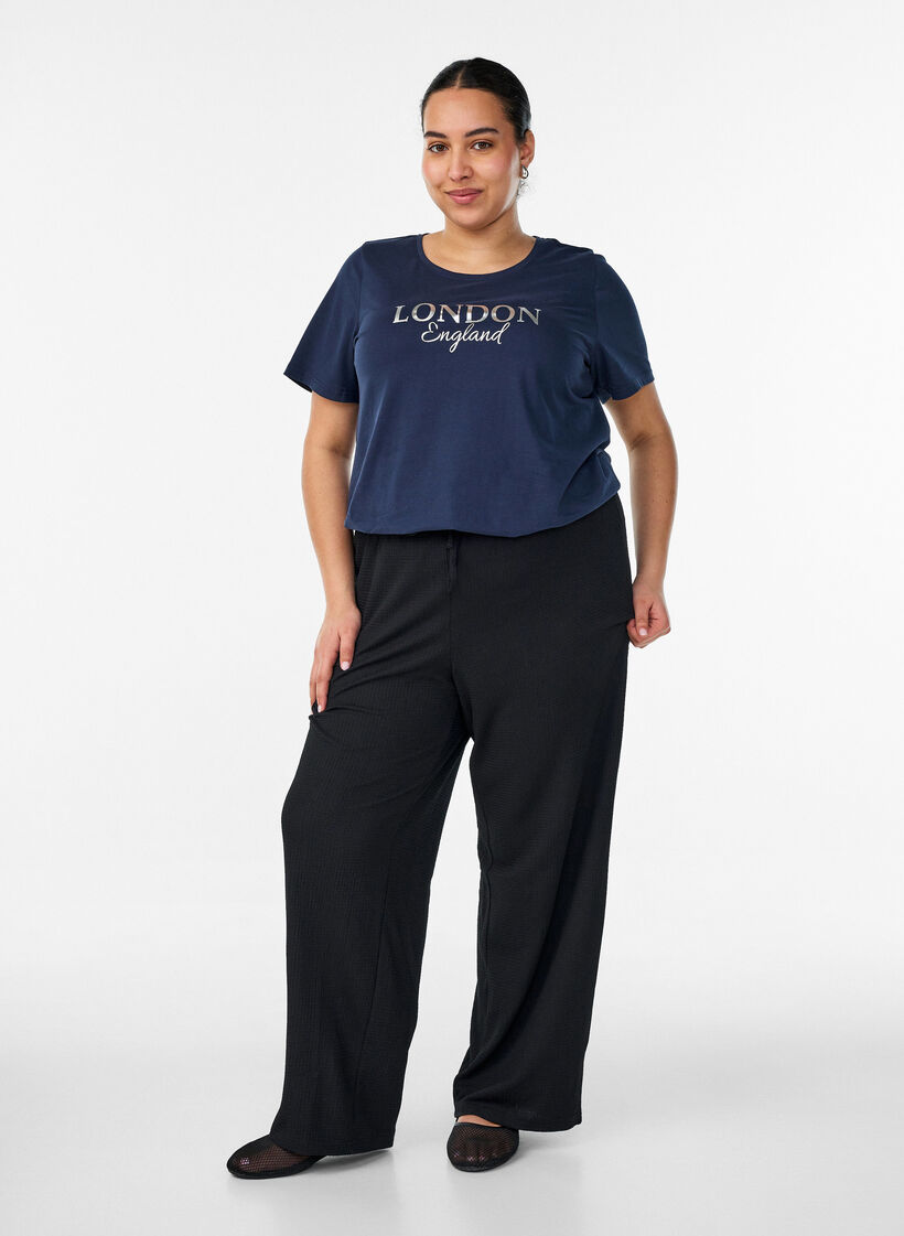 T-shirt met motief, Blauw, Model image number 1