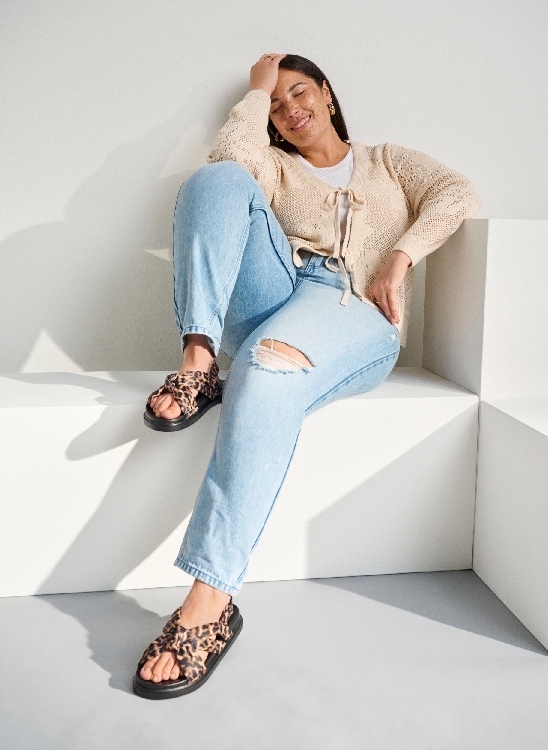 ZizziWide fit - Sandalen met knoopdetail, Bruin, Image image number 0