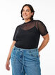 Mesh blouse met korte mouwen, Zwart, Model image number 0