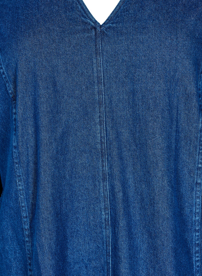 Korte denimjurk met 3/4 mouwen, Blue Denim, Packshot