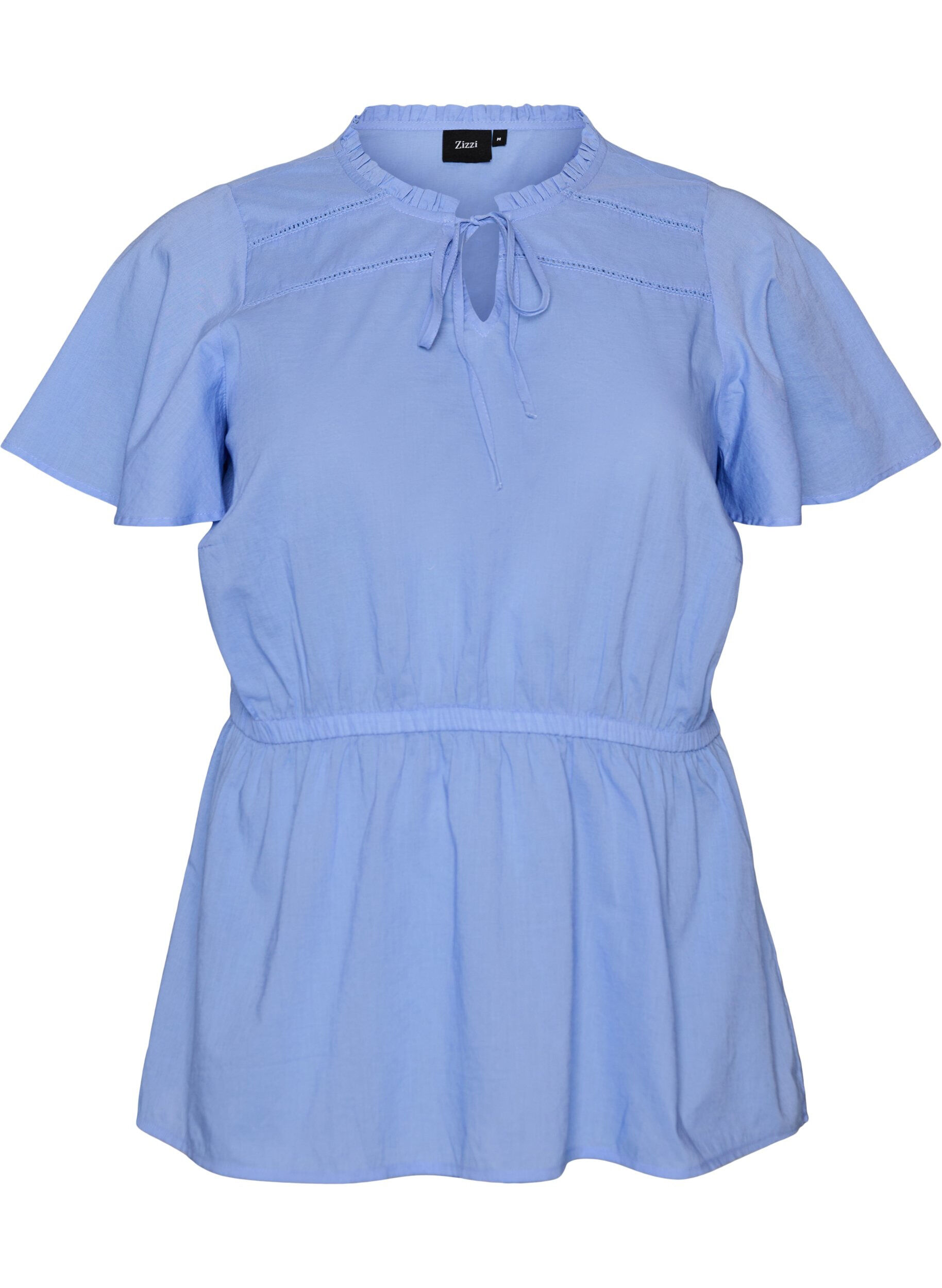 Katoenen blouse met strik en elastische taille