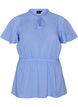 Katoenen blouse met strik en elastische taille, Blauw, Packshot image number 0