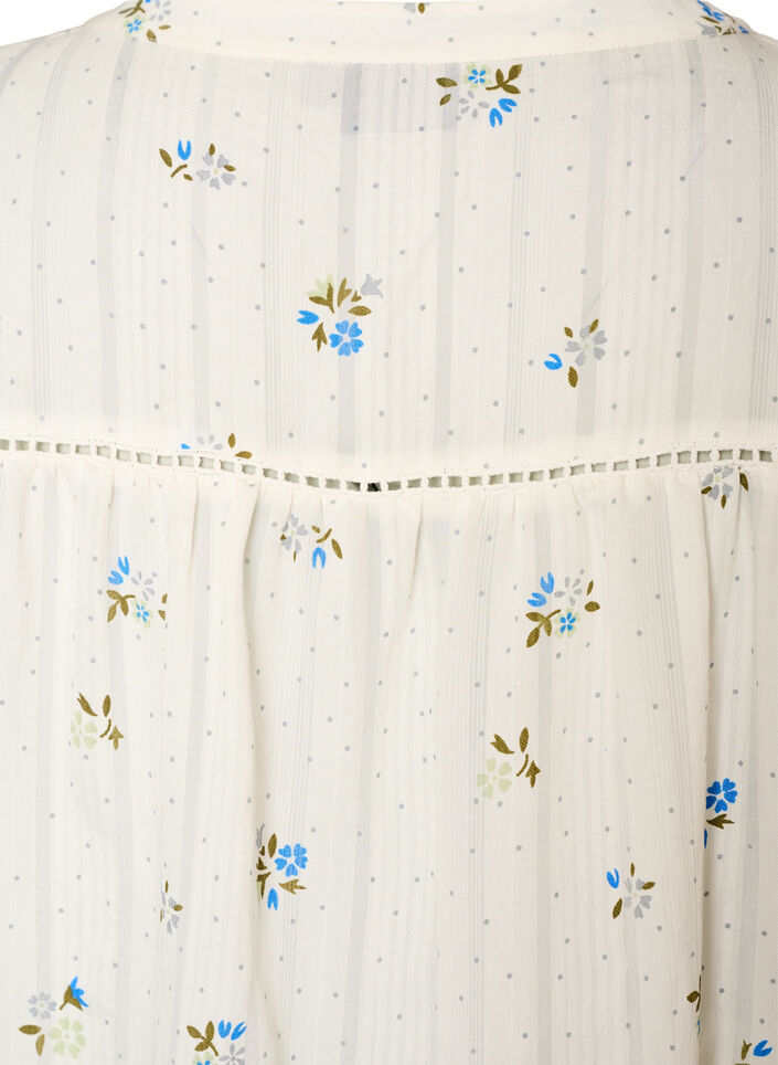 Korte viscose jurk met kanten rand en A-lijn snit, Vanille, Packshot image number 3