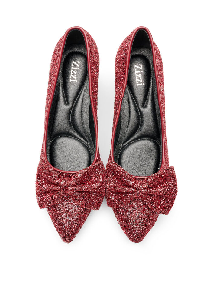 Glitter pump met strikje, Rood, Packshot image number 2