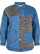 Denim shirt met luipaardprint details, Blauw, Packshot image number 0