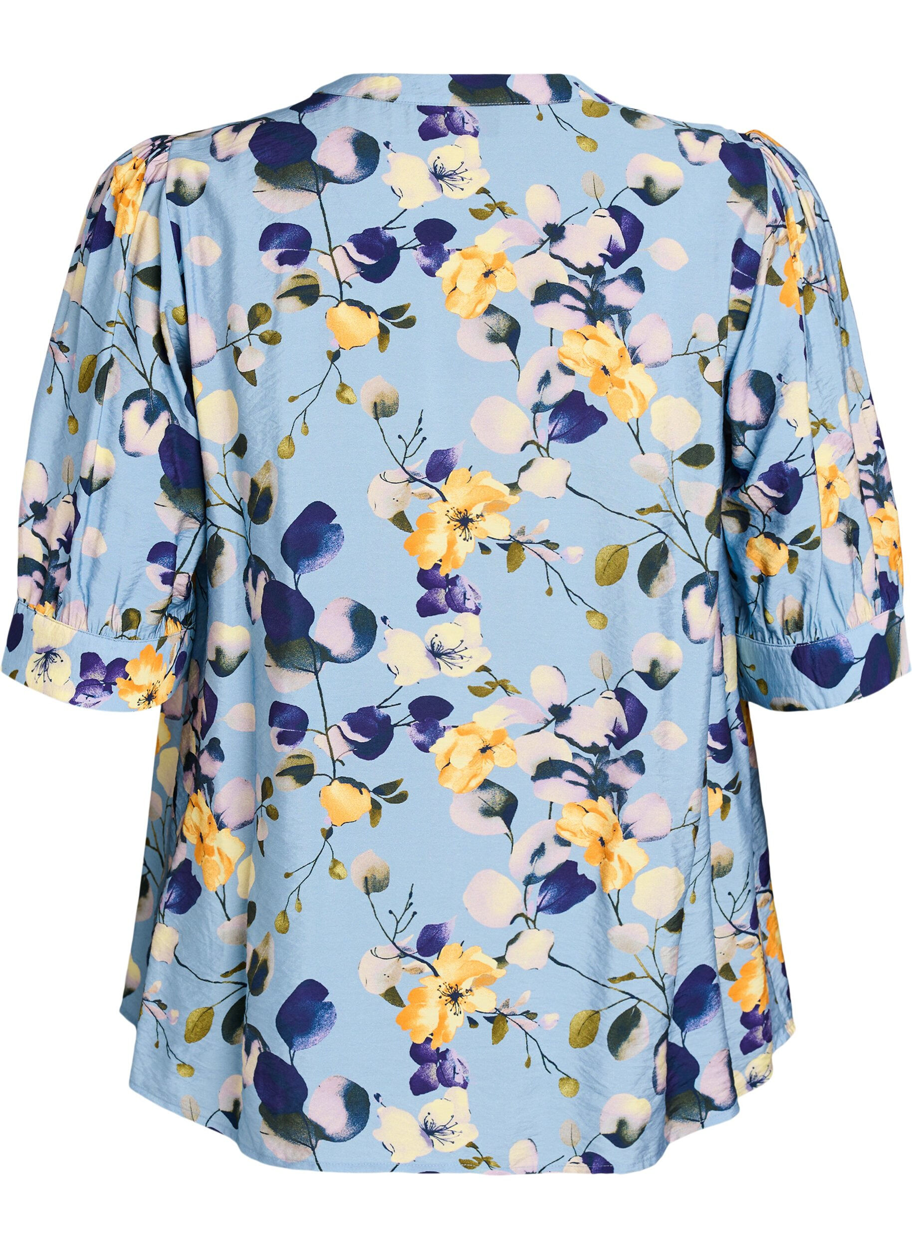 ZizziBlouse met patroon en 1/2 mouwen, Blauw, Packshot image number 1