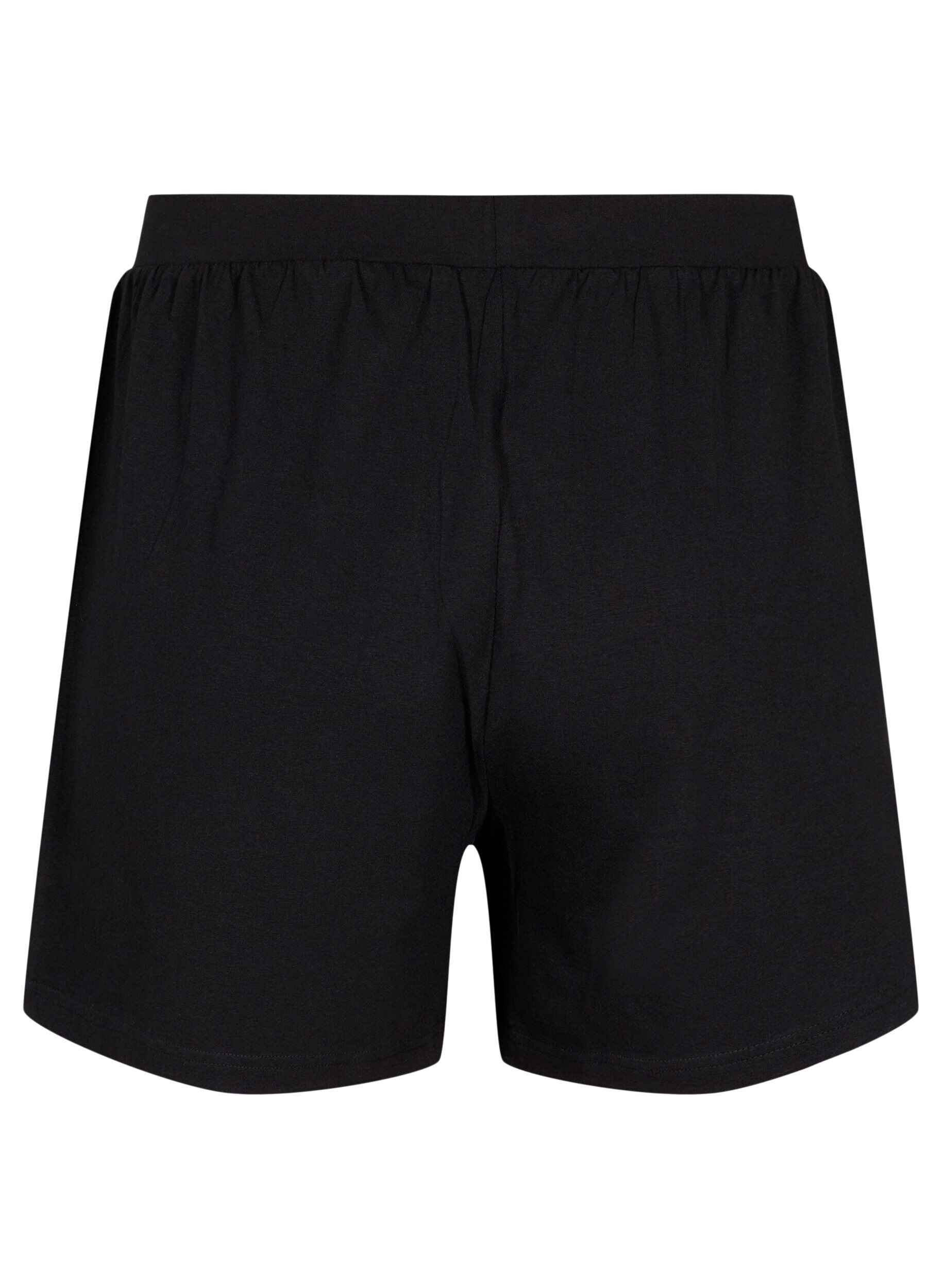 ZizziLosse pyjama shorts van katoenmix, Zwart, Packshot image number 1