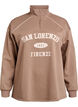 Sweatshirt met hoge hals en collegeprint, Bruin, Packshot image number 0