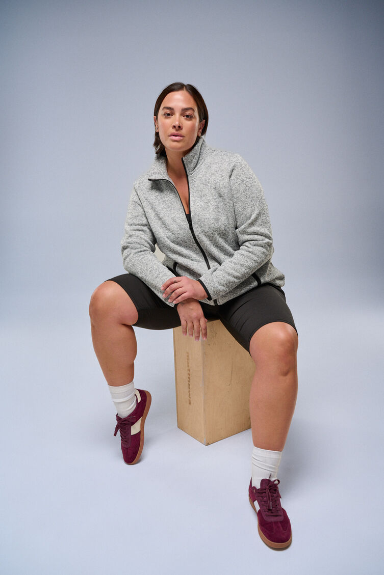 Grijze trui met ritssluiting, , Model