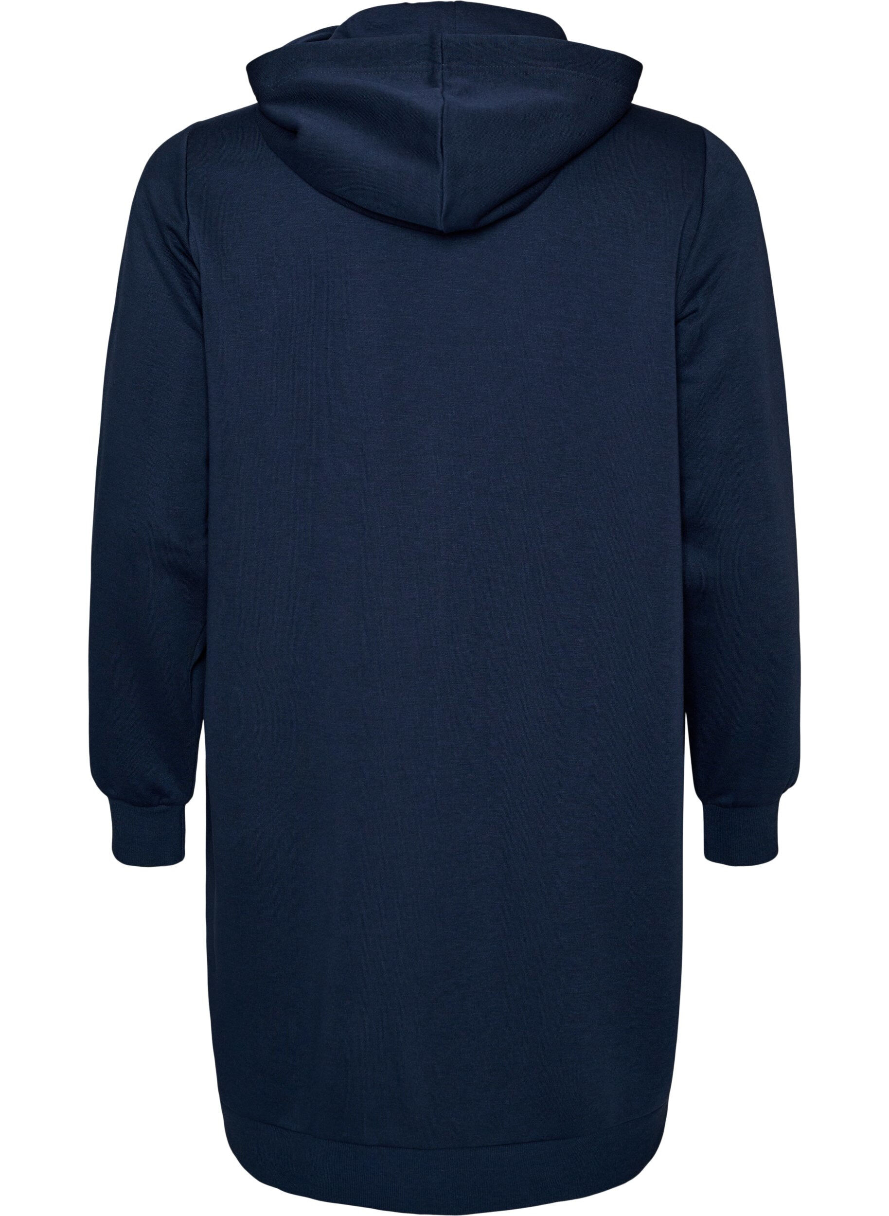 ZizziLange hoodie met ritssluiting en zakken, Blauw, Packshot image number 1