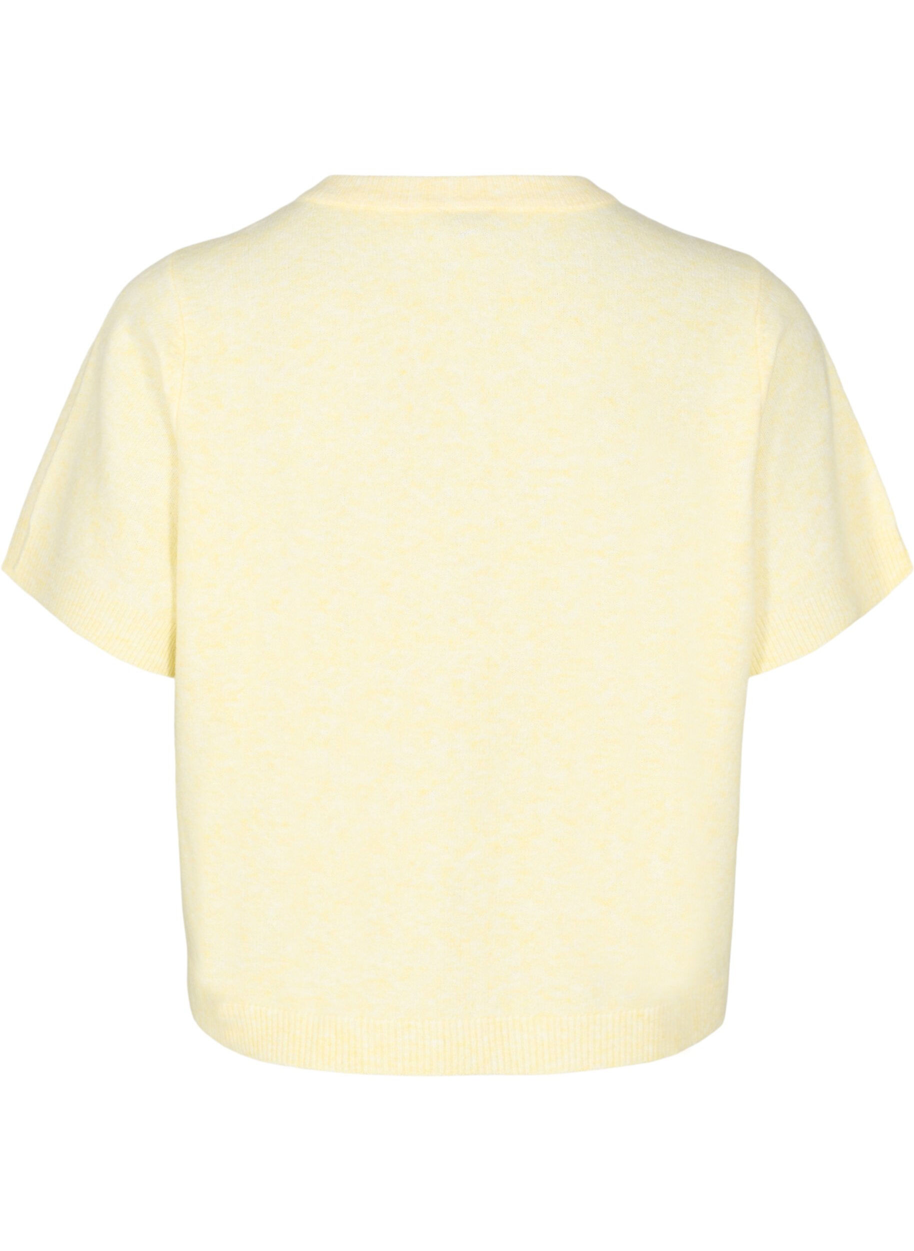 ZizziGebreide kleding vest met korte mouwen, Geel, Packshot image number 1