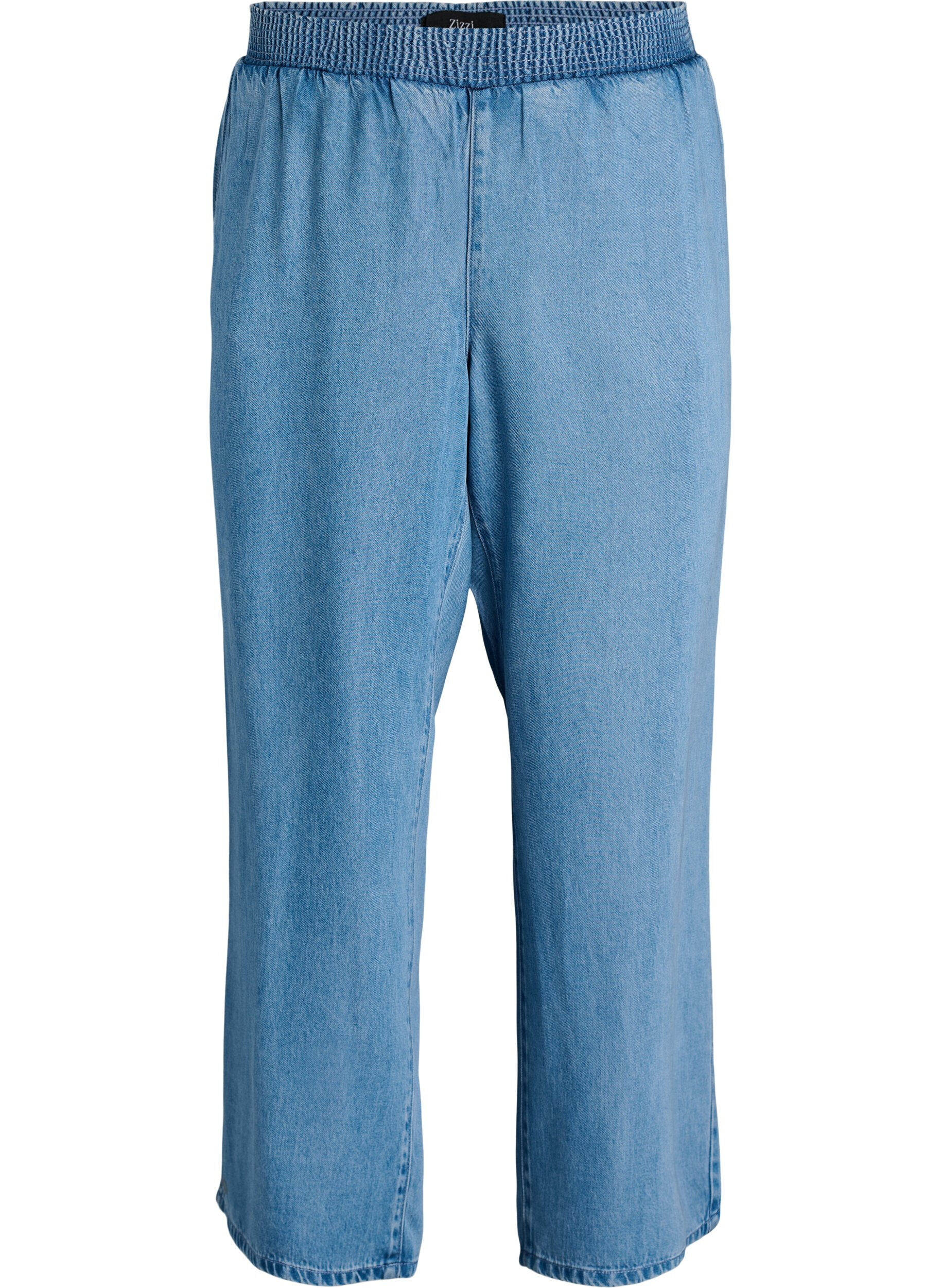 ZizziLyocell broek met wide fit en denimlook, Blauw, Packshot image number 0