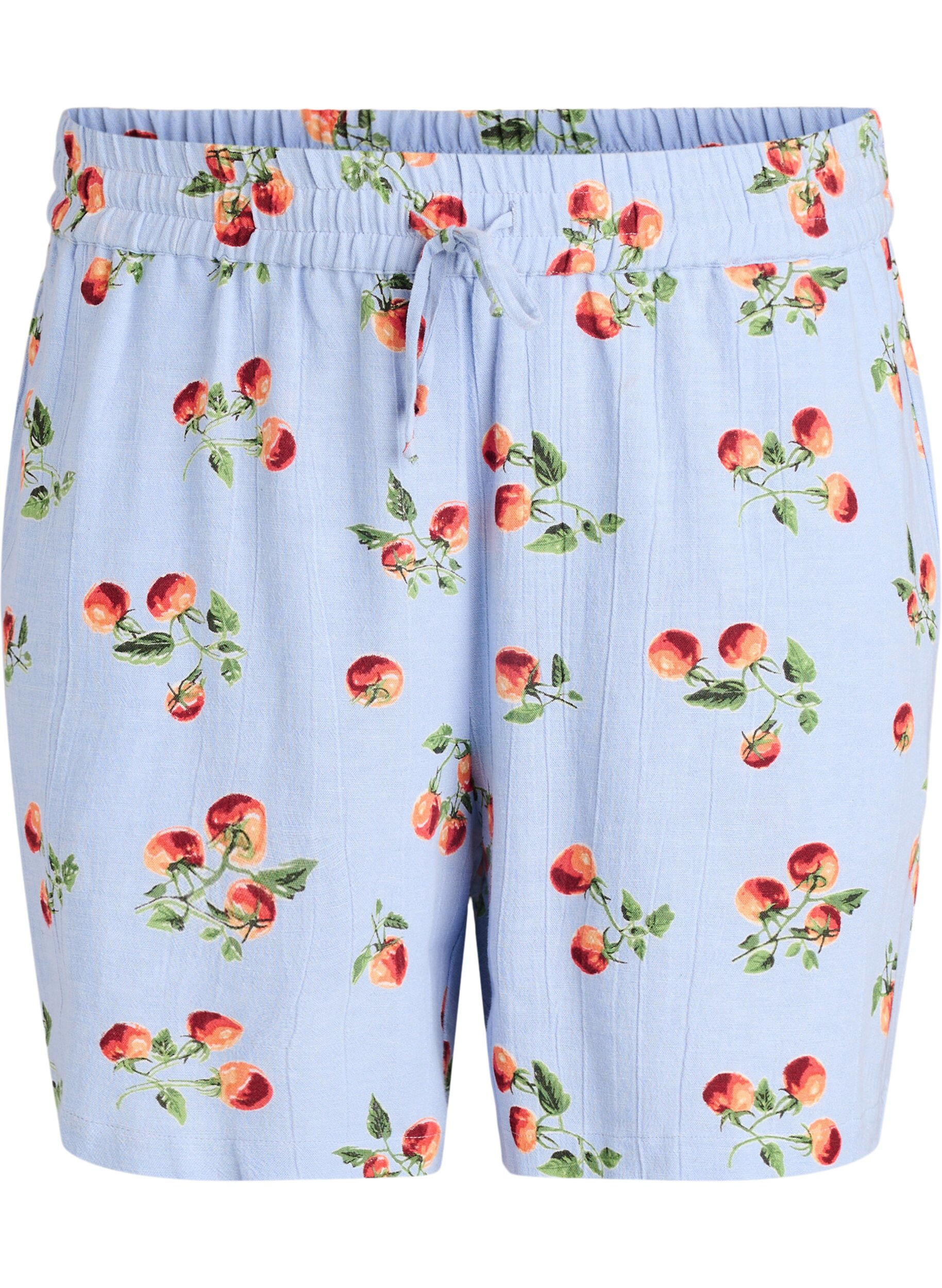 Katoenen shorts met een tomatenprint en hoge taille