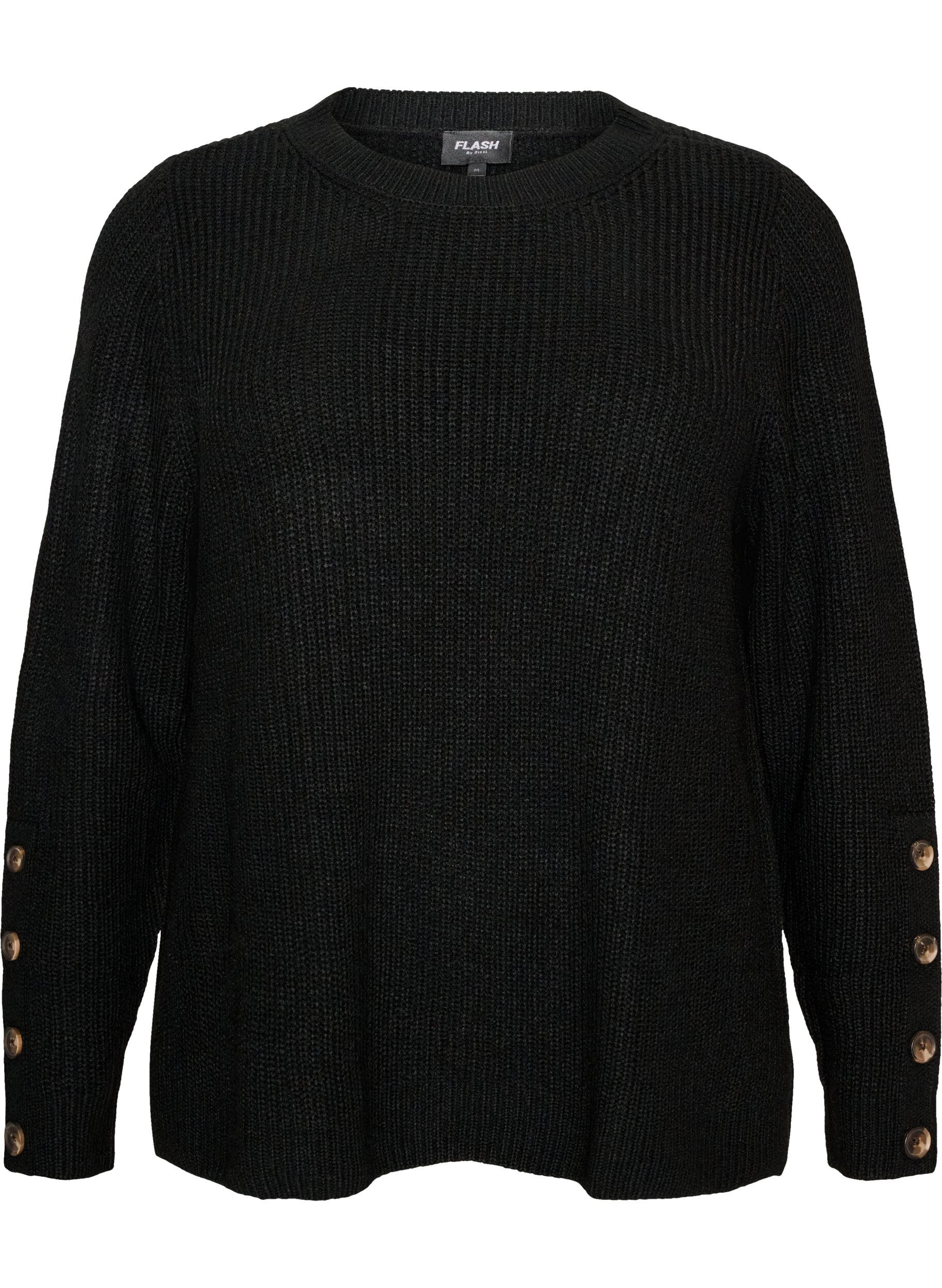 Gebreide blouse met ribstructuur en knoopdetails