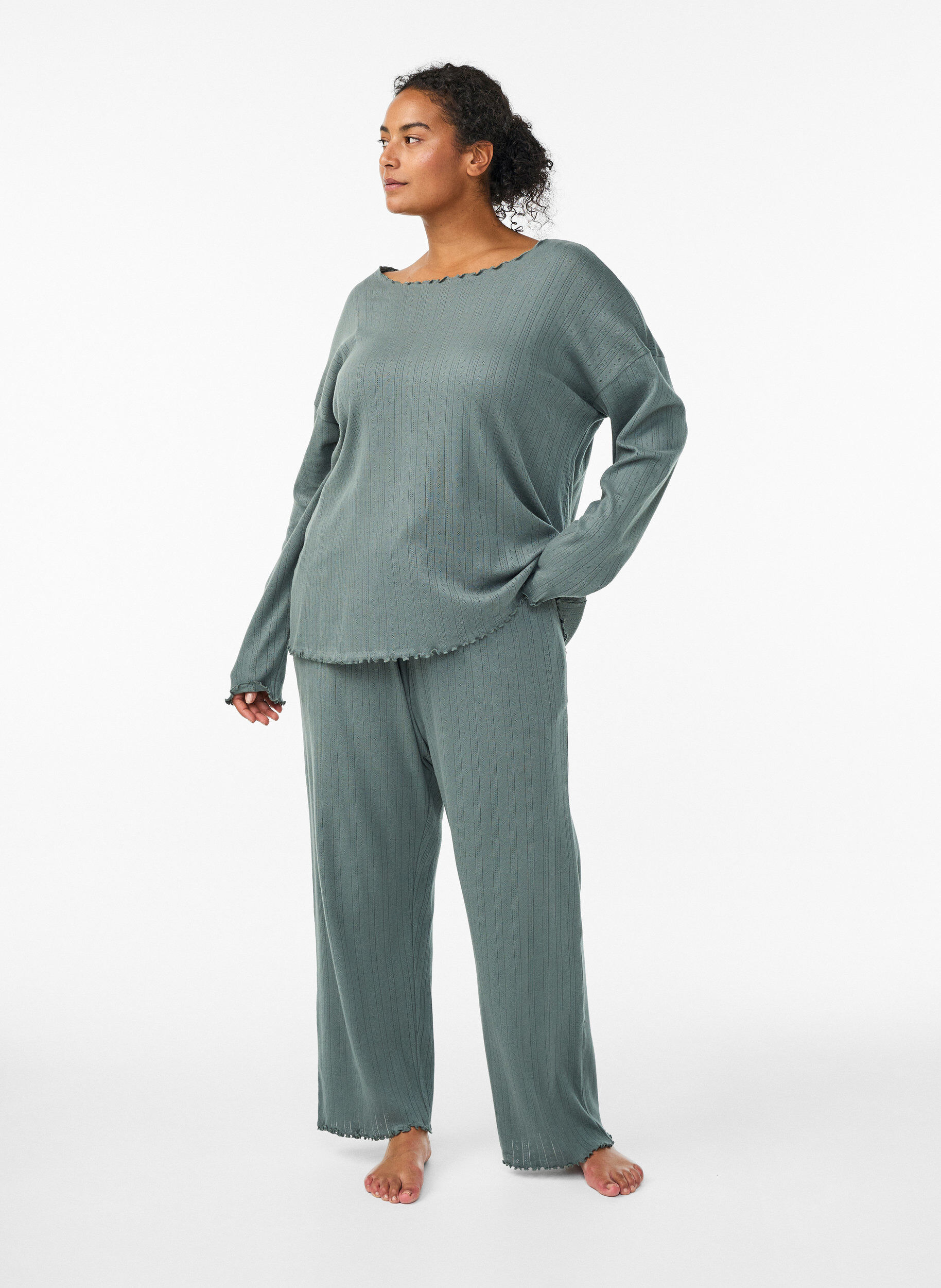 Katoenen nachtb broek, Groen, Model