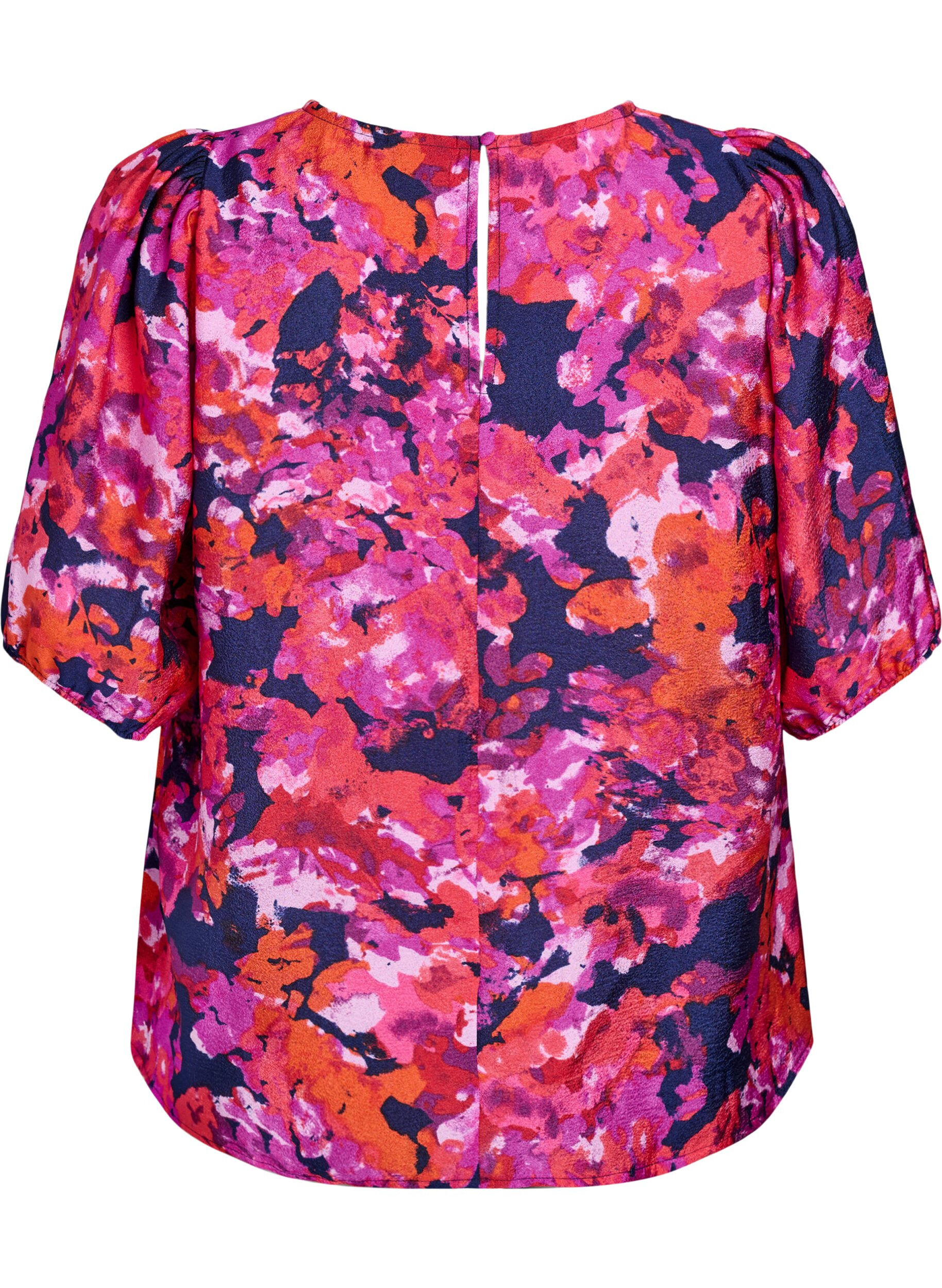 ZizziBlouse met 1/2 mouwen en een kleurrijke print, Roze, Packshot image number 1