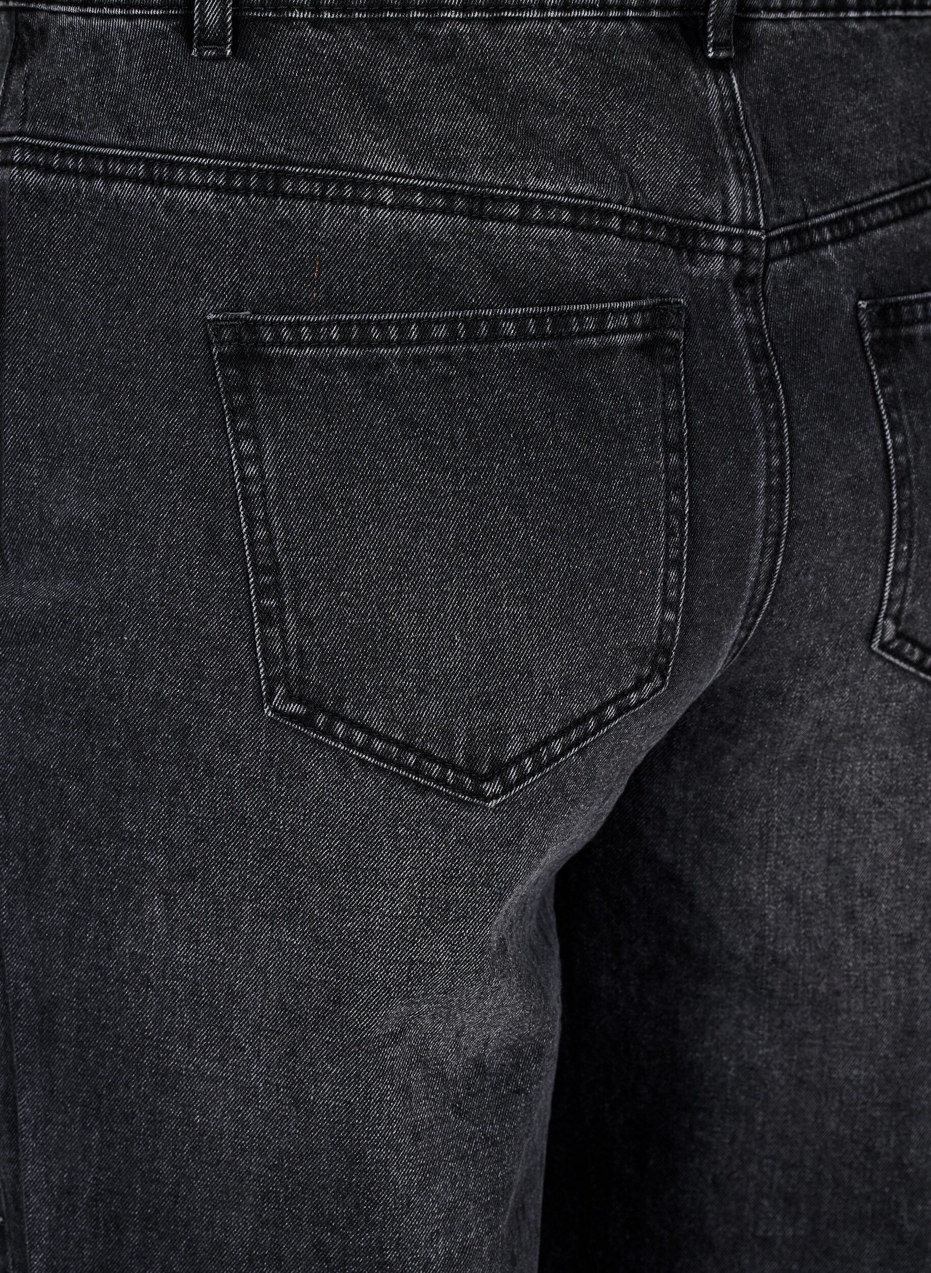 ZizziStraight-fit jeans met rhinestones en een hoge taille, Grijs, Packshot image number 3