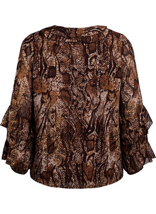 ZizziBlouse met dierenprint en ruches, Brown Snake AOP, Packshot image number 1