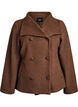 Korte jas met kraag en met stof bedekte knopen, Bruin, Packshot image number 0
